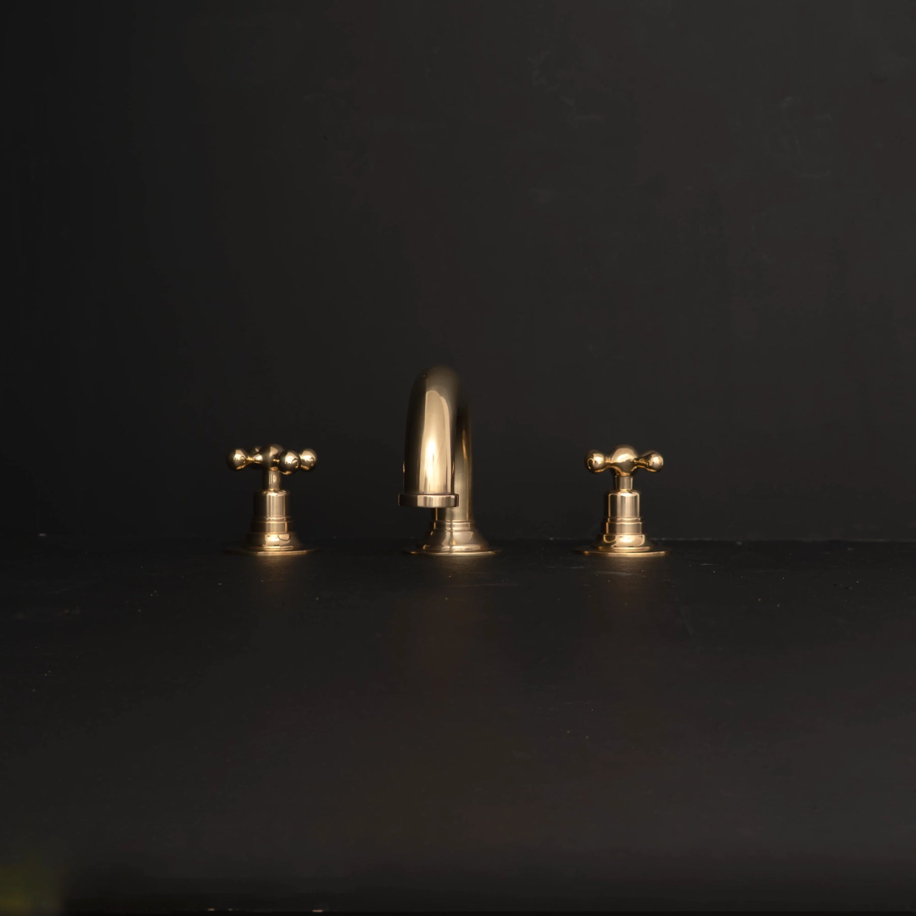 Unlacquered Brass Deck-Mounted Bathroom Faucet – Lever Handles