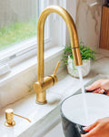 Unlacquered Brass Commercial-Style Pull-Down Kitchen Faucet
