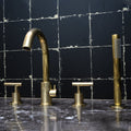 Unlacquered Brass 4-Hole Tub Filler Set – With Handheld Sprayer