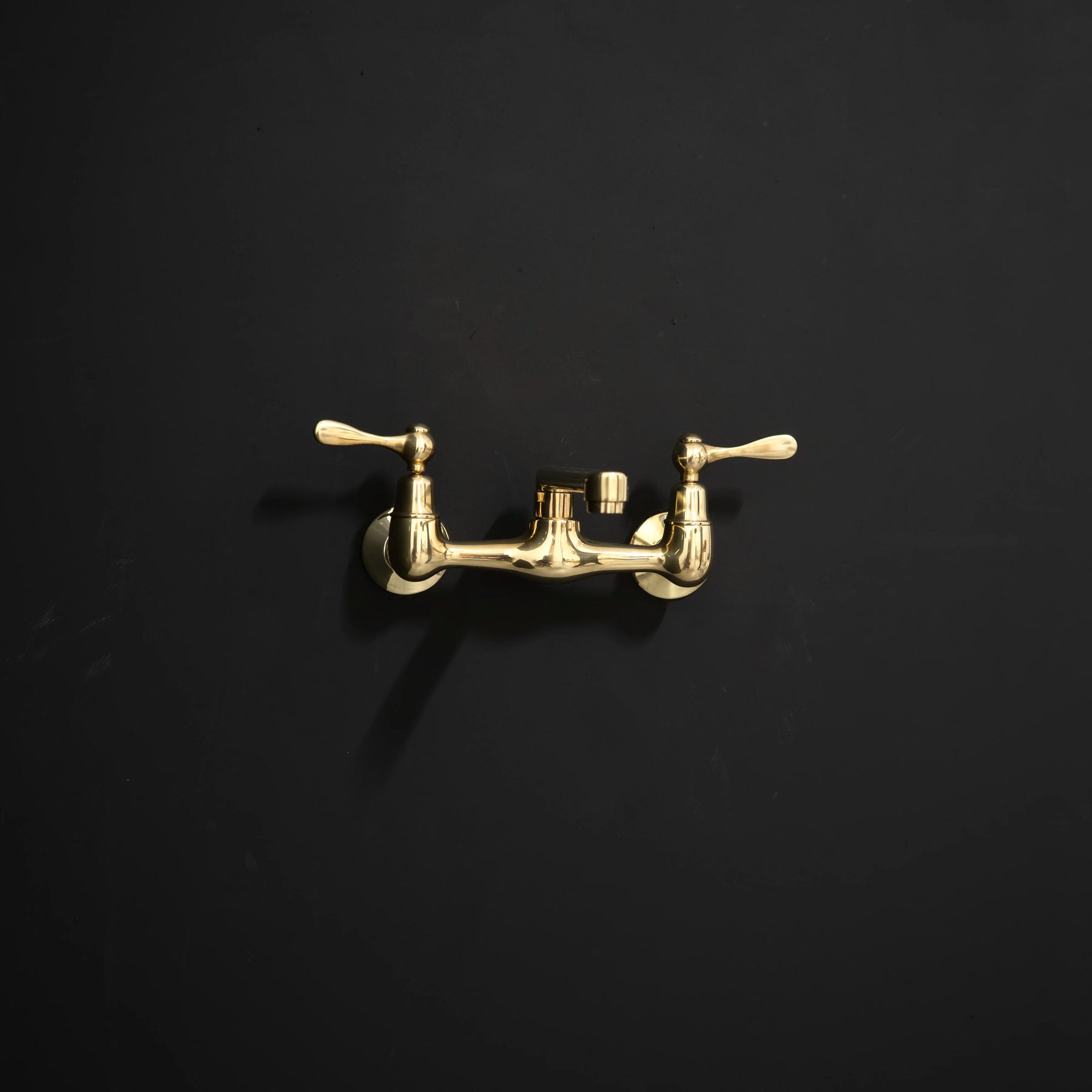 Artisan Wall-Mount Bridge Faucet – Aged Brass, Short Spout