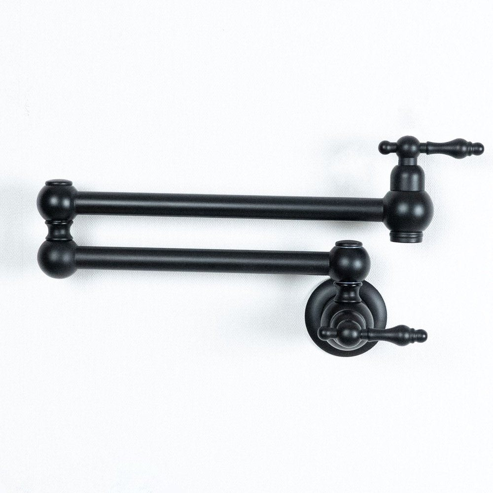Black Brass Pot Filler – Copper Cross Handles, Swing Arm