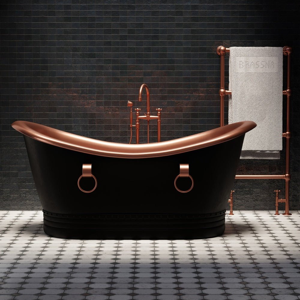 Black Copper Freestanding Soaking Tub – Handcrafted