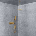 Ceiling Mount Rain Shower System with Hand Shower – Unlacquered Brass