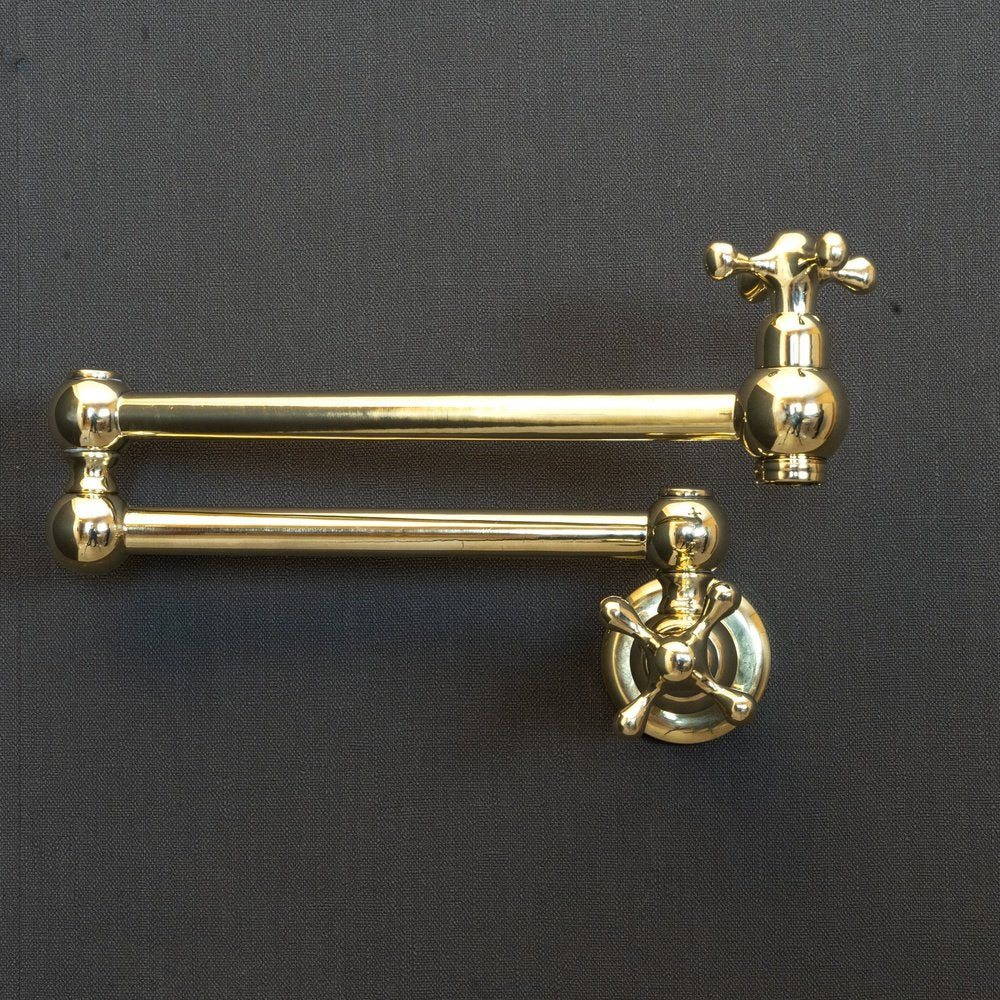Unlacquered Brass Pot Filler – Cross Handles, Swing Arm