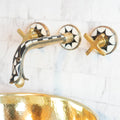 Unlacquered Brass Wall-Mount Faucet with Wood Handles