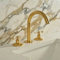 Osaka Widespread Unlacquered Brass Bathroom Faucet – Cross Handles