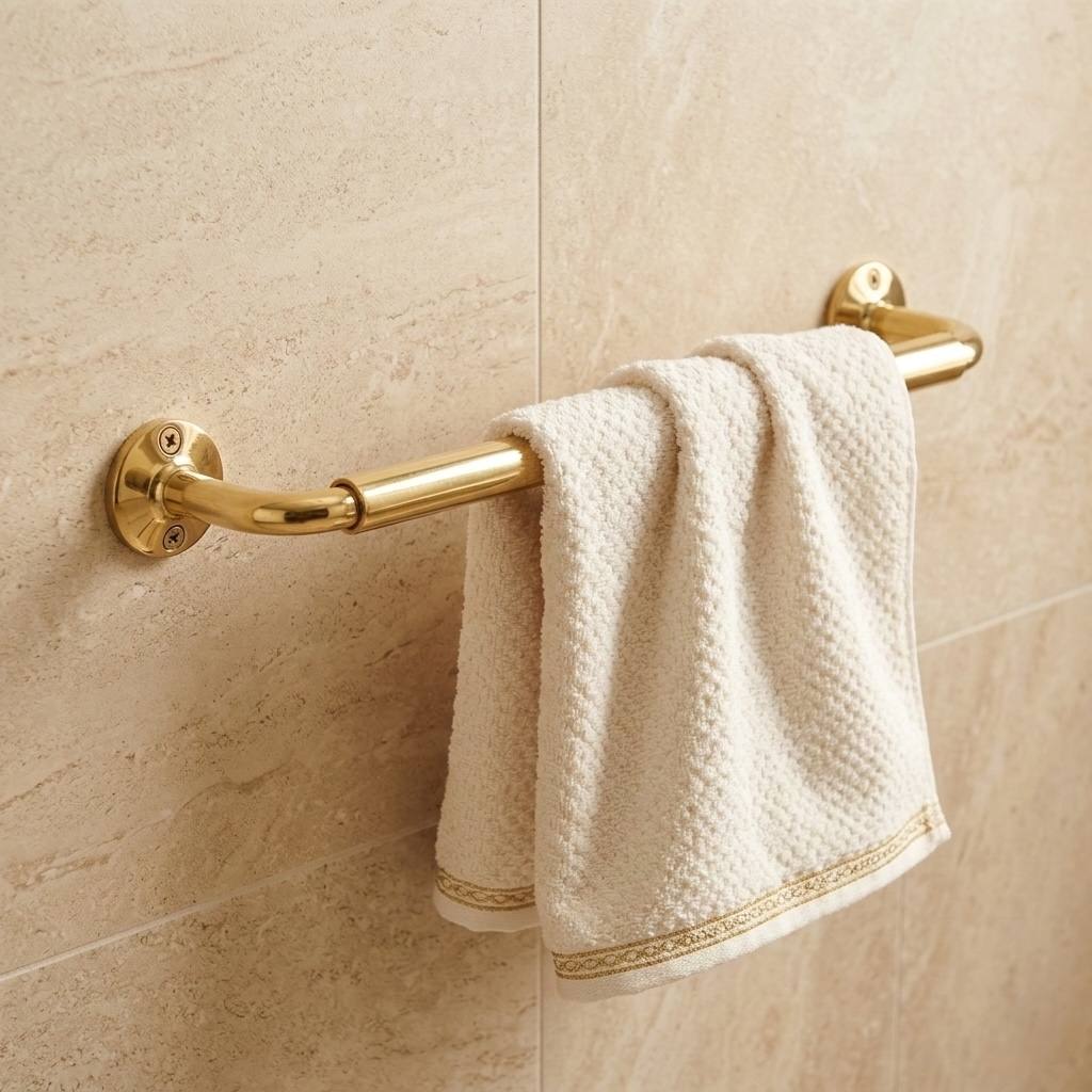 Unlacquered Brass Traditional Towel Bar – 12″ or 24″