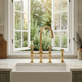 Eiffel Bridge Unlacquered Brass Kitchen Faucet with Side Sprayer