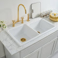 Victorian Bridge Unlacquered Brass Kitchen Faucet – Simple Cross Handle
