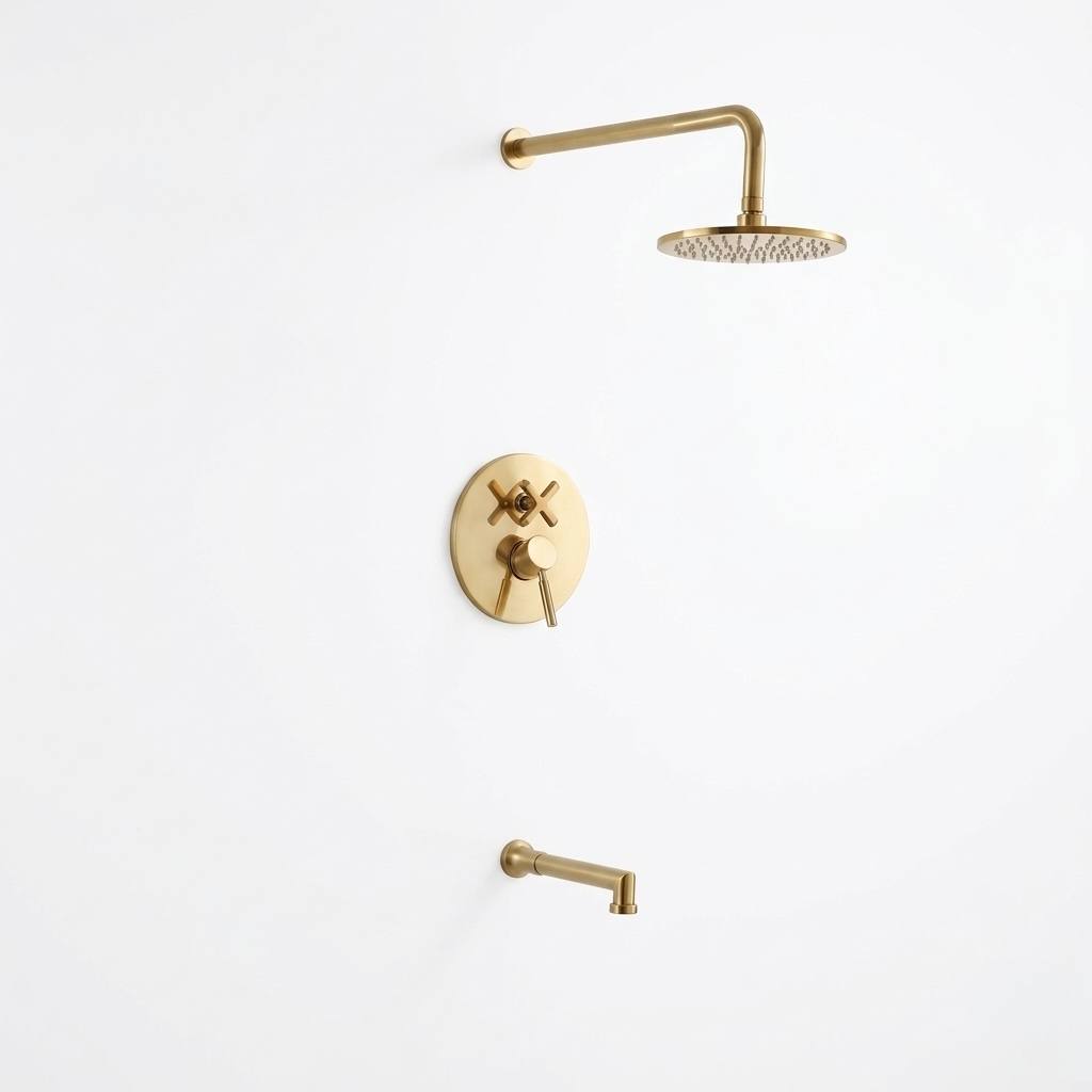 Bano Unlacquered Brass Tub & Shower System with Valve