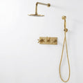 Pasadena Unlacquered Brass Shower System – Rainfall & Hand Shower