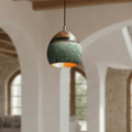 Verdigris Copper Pendant – Oval Cutout Ceiling Light