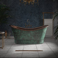 Copper Freestanding Bathtub – Blue-Green Patina Finish