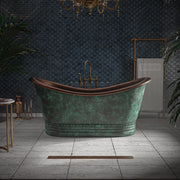 Copper Freestanding Bathtub – Blue-Green Patina Finish