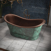 Copper Freestanding Bathtub – Blue-Green Patina Finish