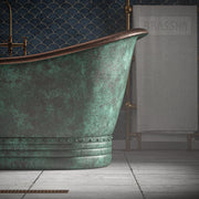 Copper Freestanding Bathtub – Blue-Green Patina Finish