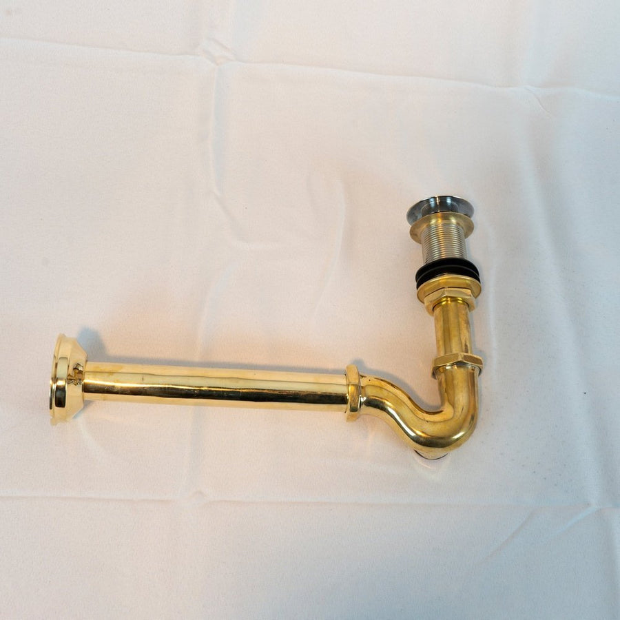 Solid Brass P-Trap – Exposed Drain with Push-Up Stopper