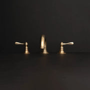Unlacquered Brass Widespread Bathroom Faucet – 3-Hole Deck Mount