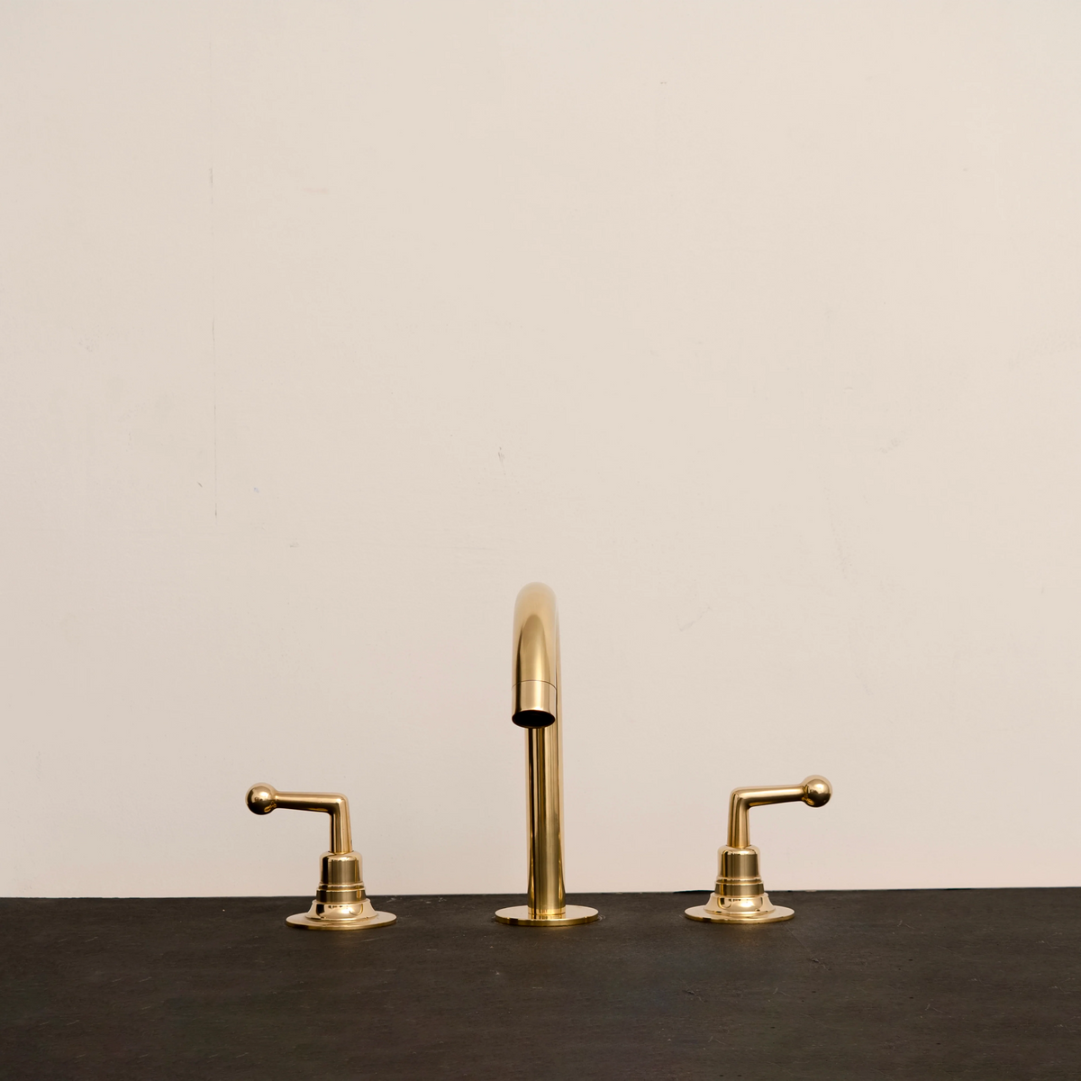 Unlacquered Brass Bathroom Faucet – Vintage Handles – detail of vintage handle