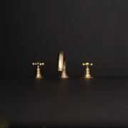 Unlacquered Brass Deck-Mounted Bathroom Faucet – Lever Handles