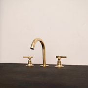 Vintage Unlacquered Brass Gooseneck Faucet – Deck-Mount Basin Tap