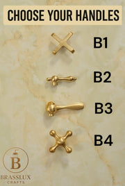 Gooseneck Unlacquered Brass Basin Faucet – Cross Handles