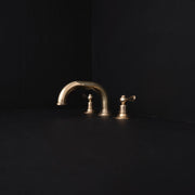Unlacquered Brass Widespread Bathroom Faucet – 3-Hole Deck Mount
