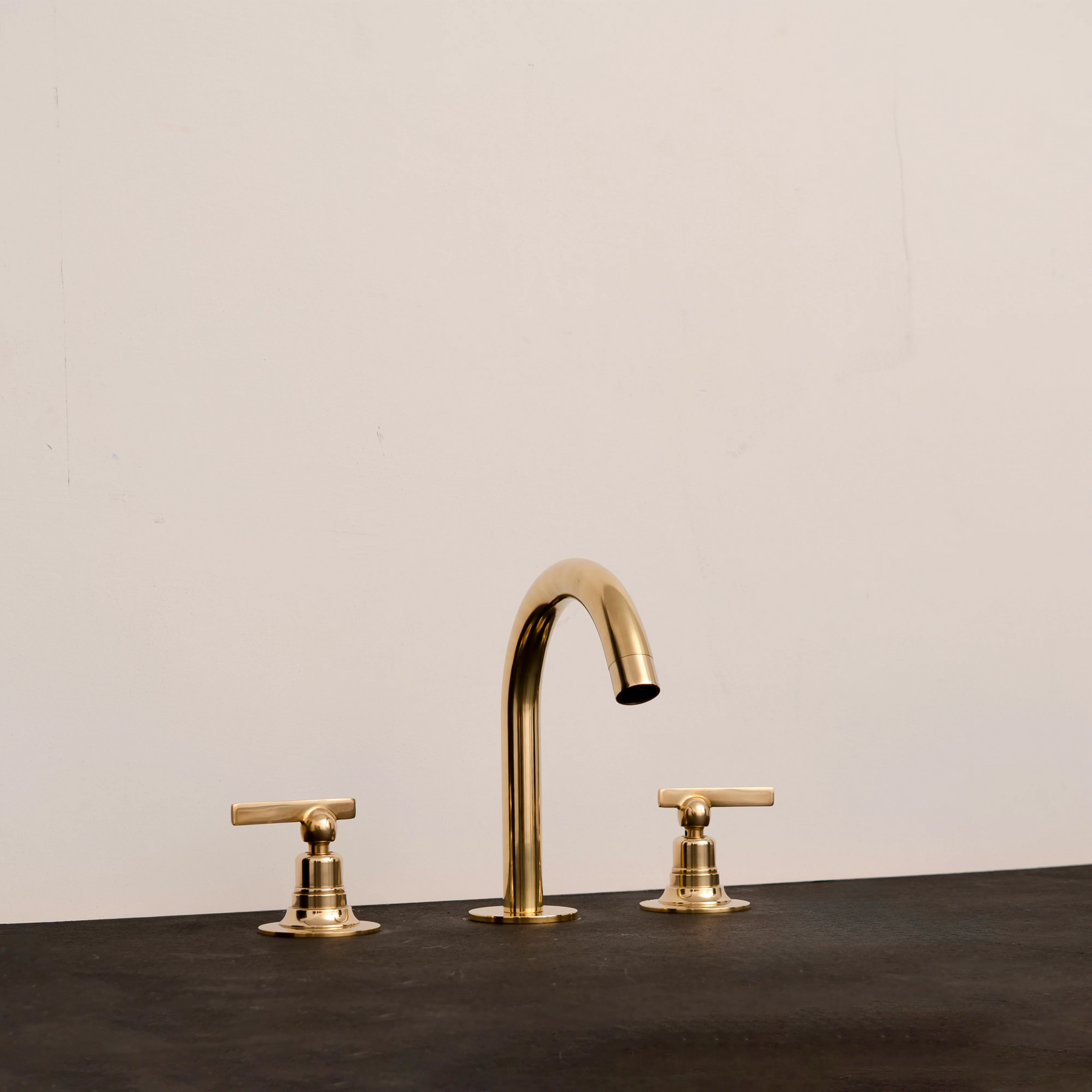 Vintage Unlacquered Brass Gooseneck Faucet – Deck-Mount Basin Tap