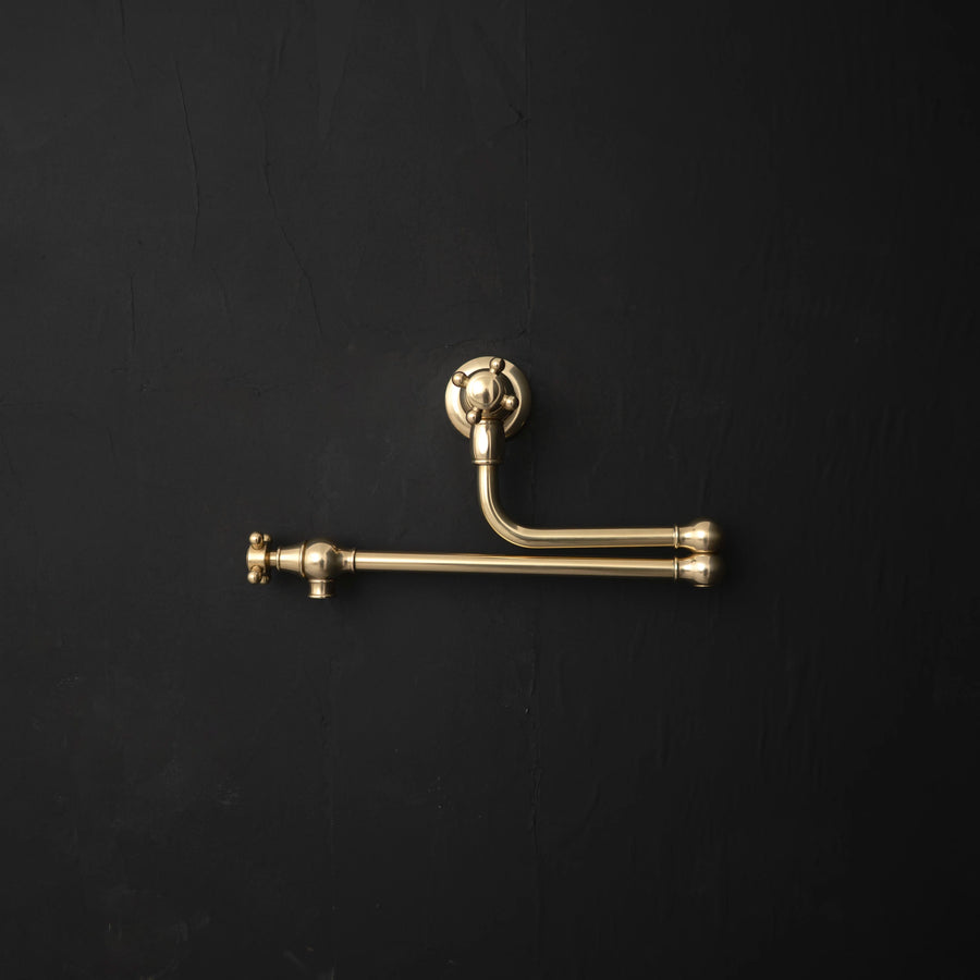 Unlacquered Brass Bespoke Pot Filler – Dual Shut-Off Valves