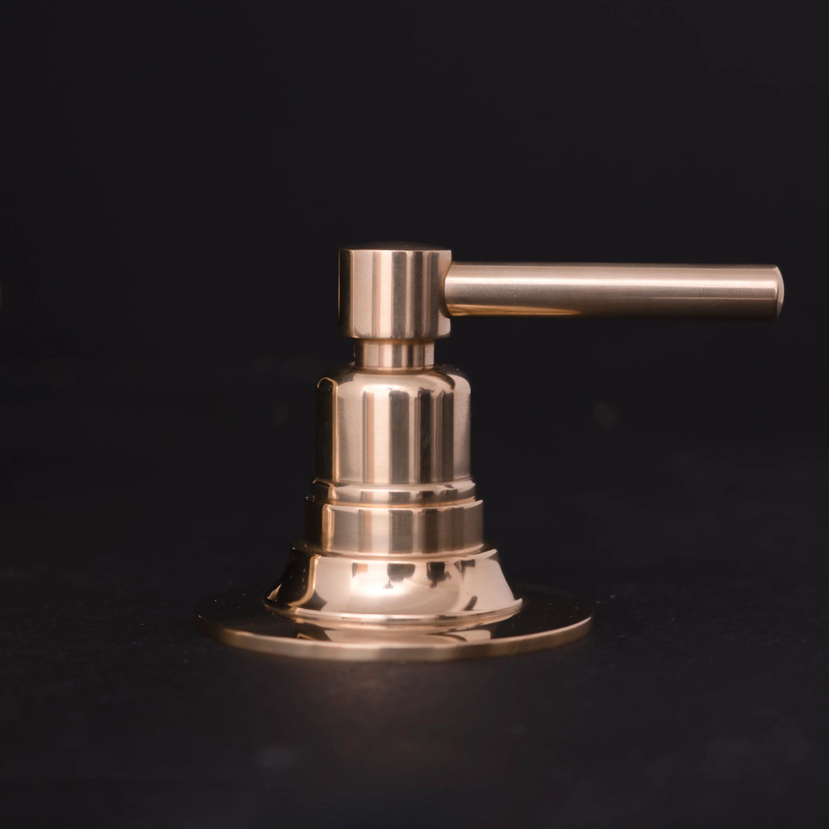 Unlacquered Brass Widespread Sink Faucet – Two-Handle – detail of handle and finish