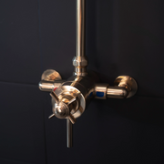 Unlacquered Brass Thermostatic Shower Valve – Dual Control Exposed