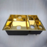 Unlacquered Brass Workstation Sink – 29" Double Bowl