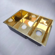 Unlacquered Brass Workstation Sink – 29" Double Bowl
