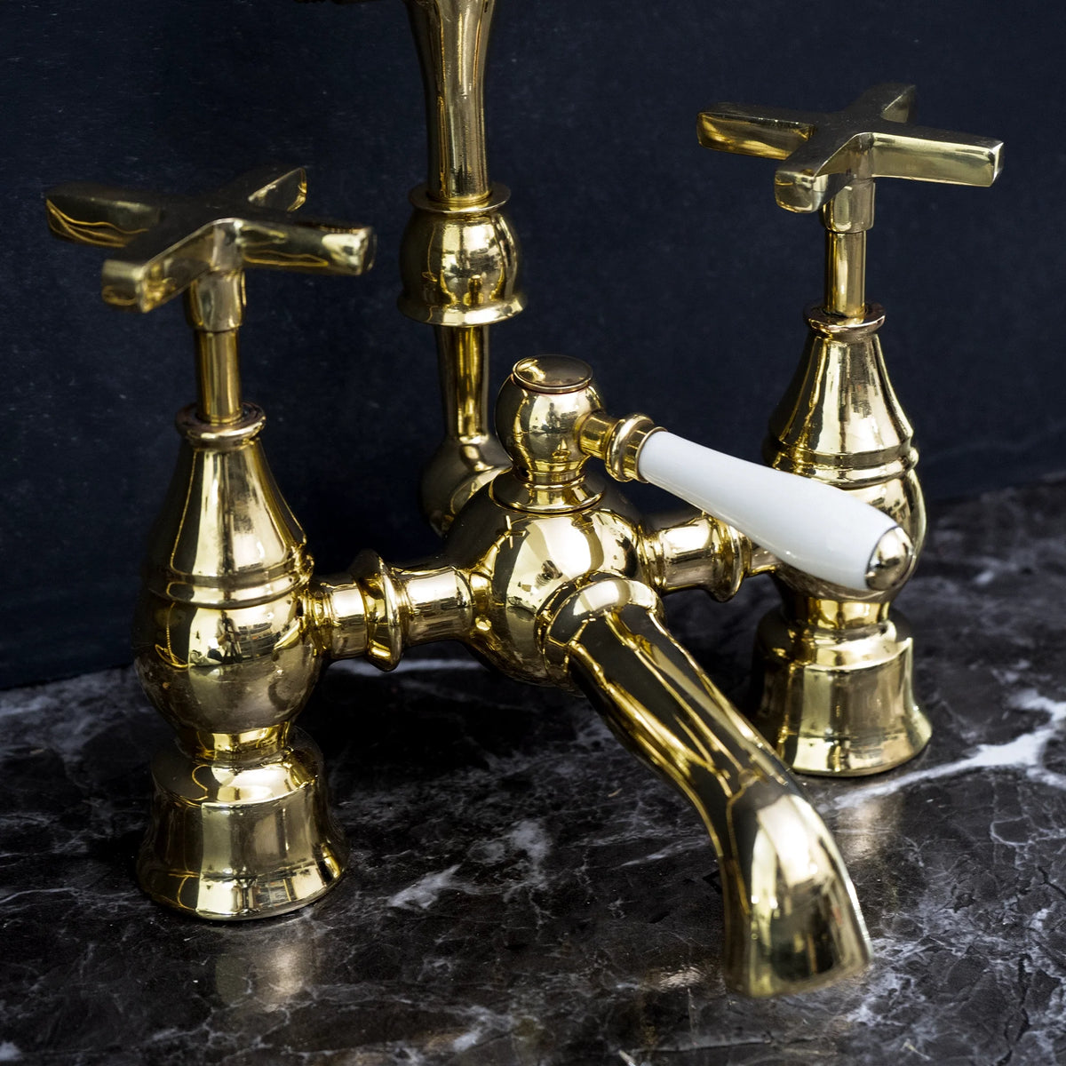 Unlacquered Brass Tub Filler – Statement Bath Fixture – detail of finish