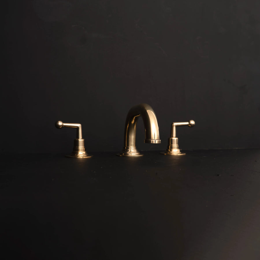 Unlacquered Brass Widespread Bathroom Faucet – Three-Hole Vanity