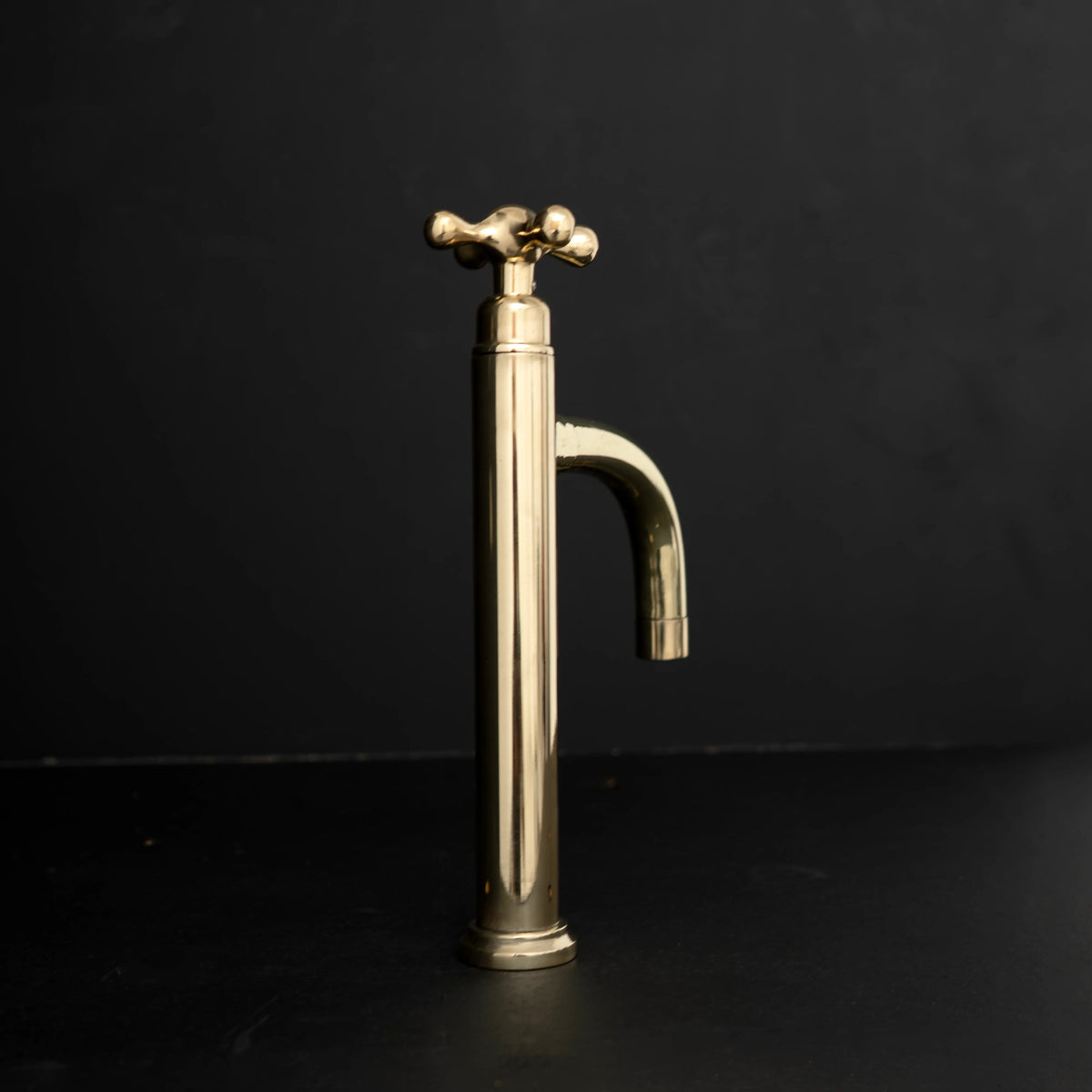 Unlacquered Brass Powder Room Faucet – Compact Single-Hole – detail of handle and finish
