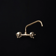 Unlacquered Brass Wall-Mounted Bathroom Faucet