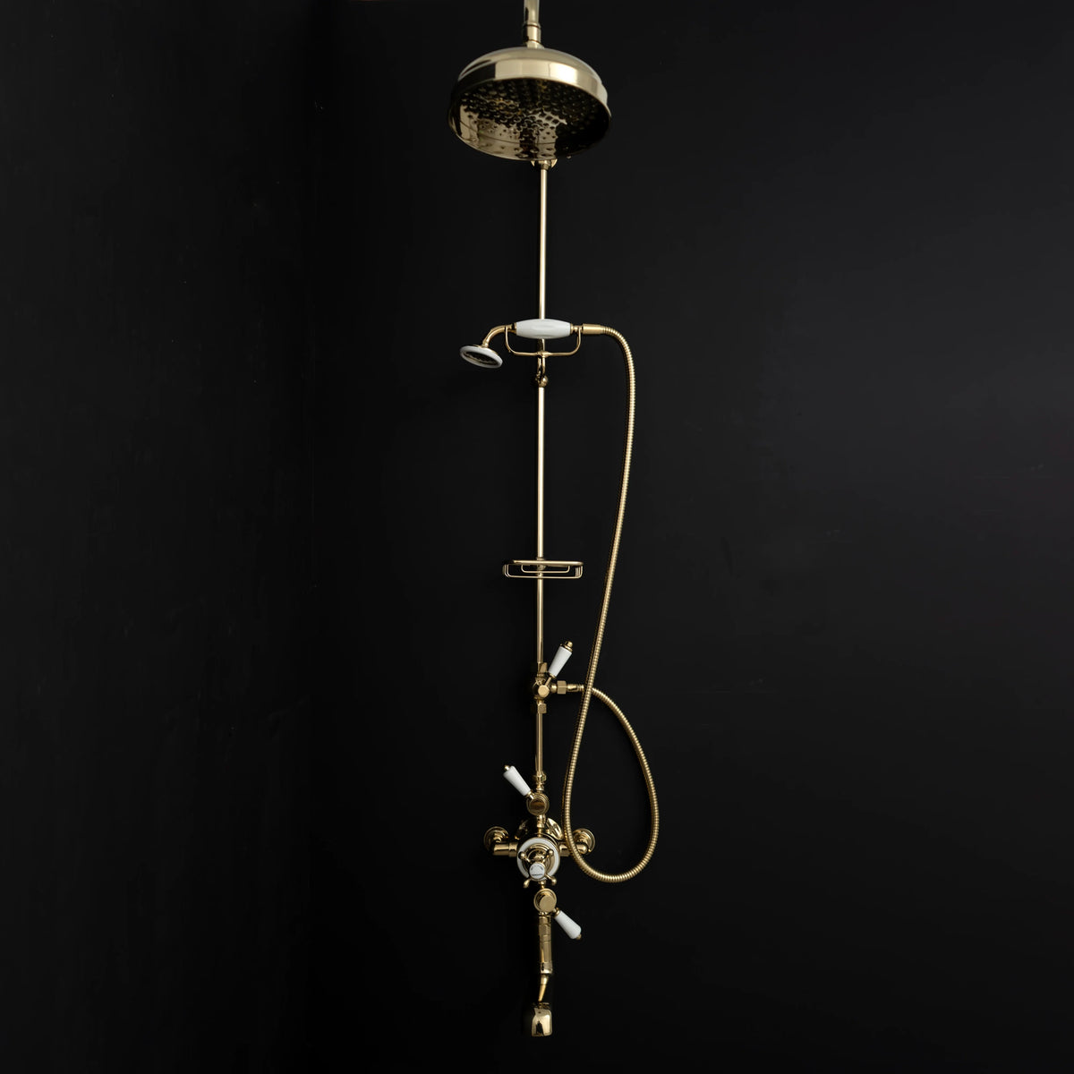 Thermostatic Shower Suite – Brass Shower System with Tub Filler – front view