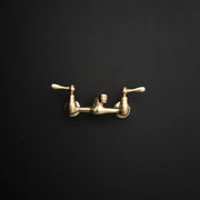 Artisan Wall-Mount Bridge Faucet – Aged Brass, Short Spout