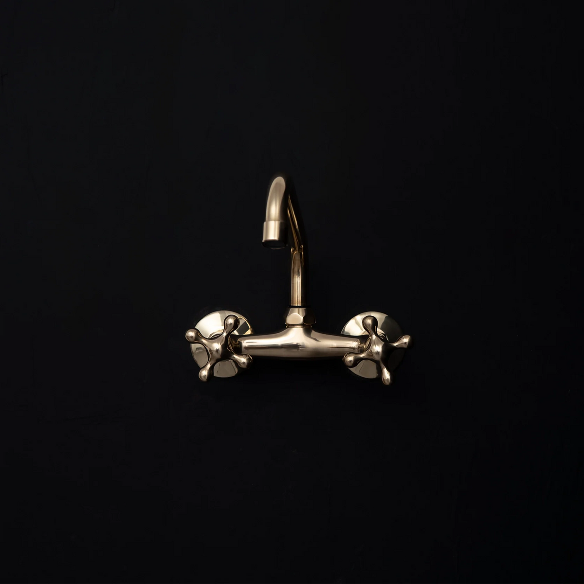 Unlacquered Brass Wall-Mounted Bathroom Faucet - close-up detail