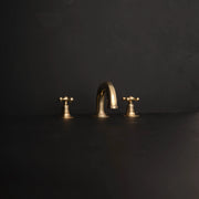 Unlacquered Brass Deck-Mounted Bathroom Faucet – Lever Handles