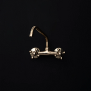 Unlacquered Brass Wall-Mounted Bathroom Faucet