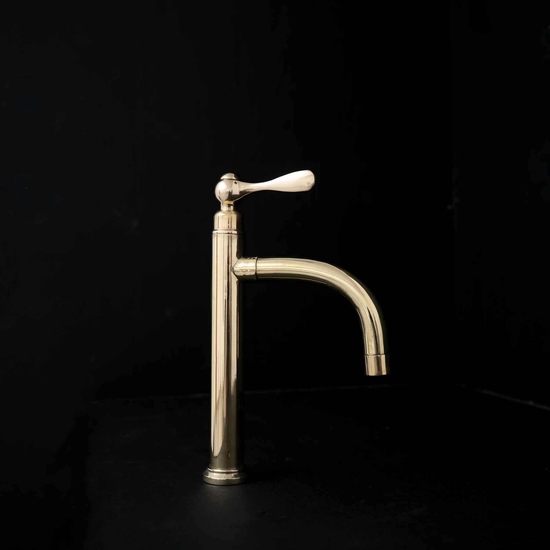Unlacquered Brass Vessel Sink Faucet – Tall Single-Hole Spout
