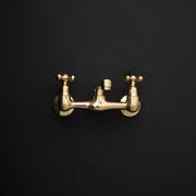 Artisan Wall-Mount Bridge Faucet – Aged Brass, Short Spout