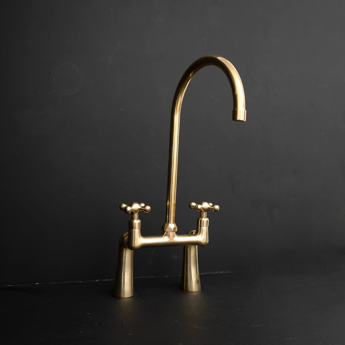 Prestige Bridge Kitchen Faucet – Solid Brass, Lever Handles – front view