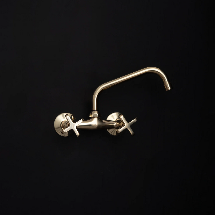 Two-Handle Wall-Mounted Kitchen Faucet – Solid Brass
