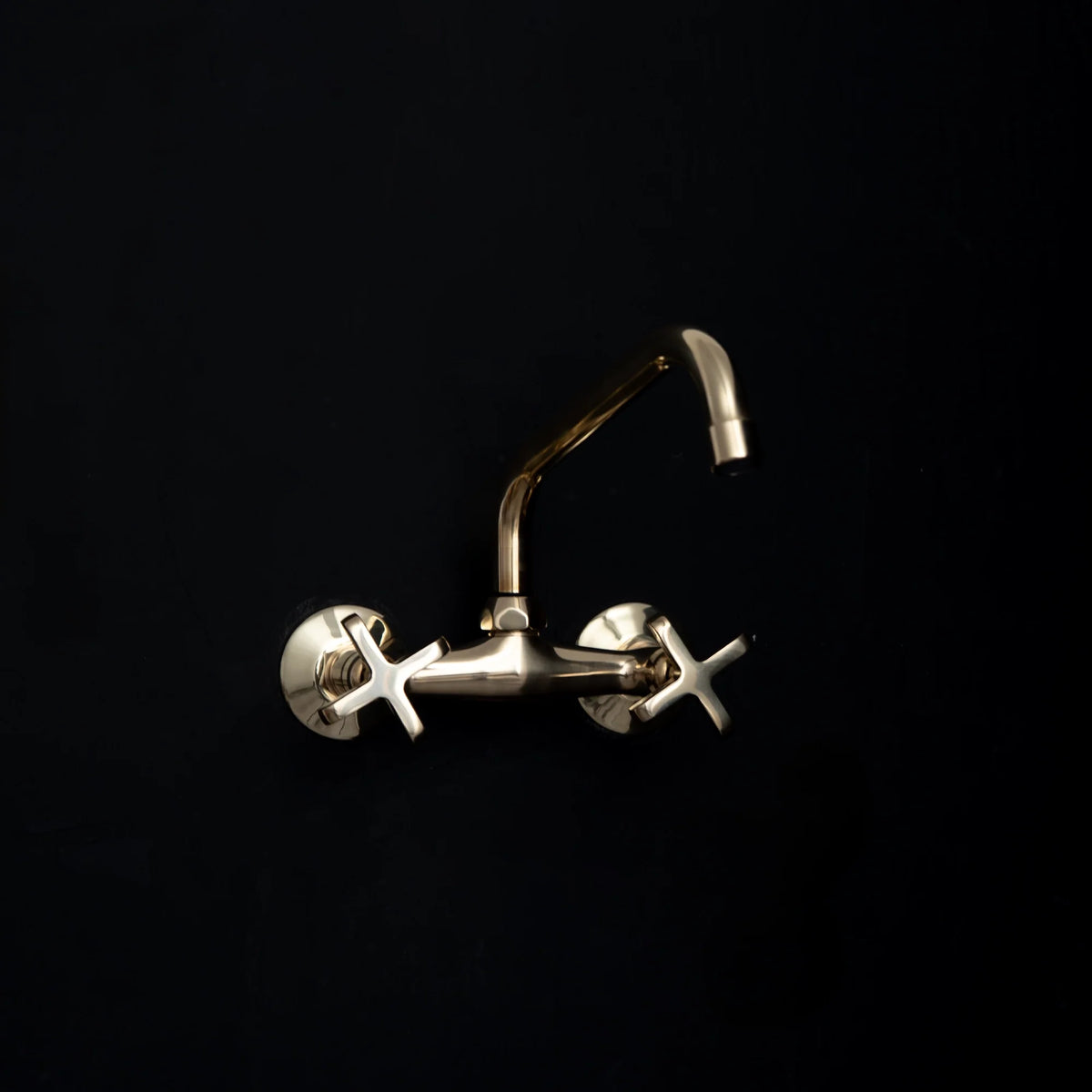 Two-Handle Wall-Mounted Kitchen Faucet – Solid Brass – detail of two-handle design