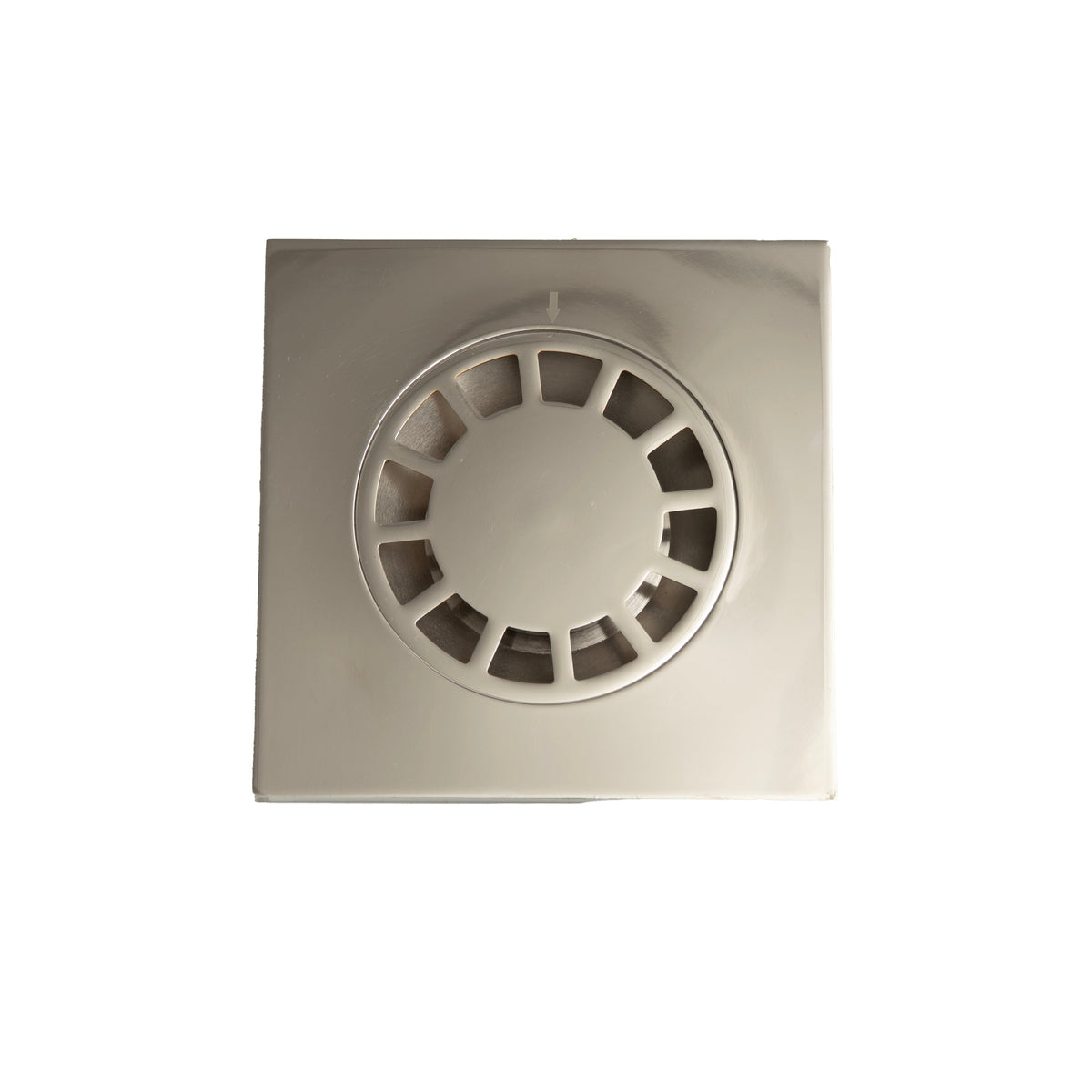 Polished Nickel Floor Drain – Solid Brass Cover – front view