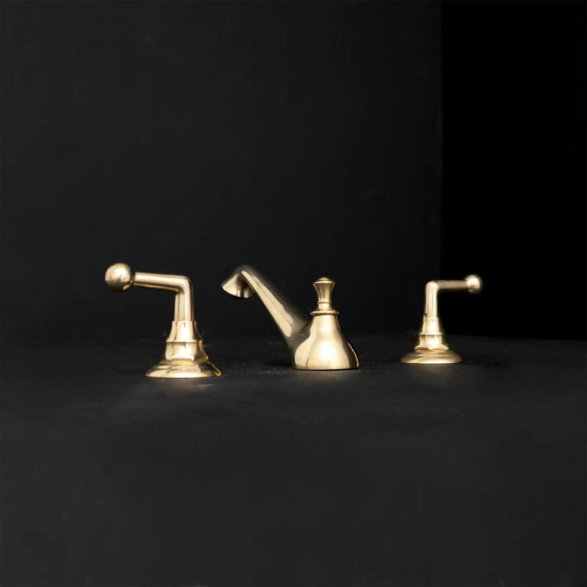 Artisan Brass Deck-Mount Faucet – Hand-Worked Finish – front view