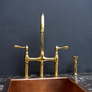 Unlacquered Brass 3-Hole Bridge Faucet – Gooseneck Spout